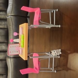 Barbie Furniture And Pet Set with Dining Table And Two Chairs